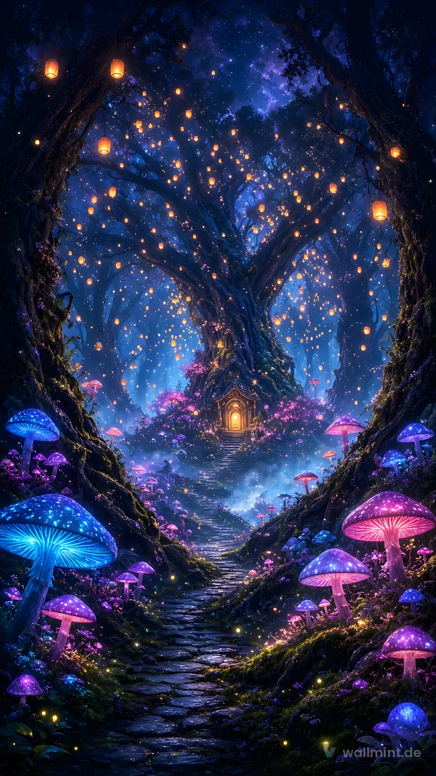 Lantern Forest fantasy wallpaper – Phone 9:16 / 19.5:9 preview